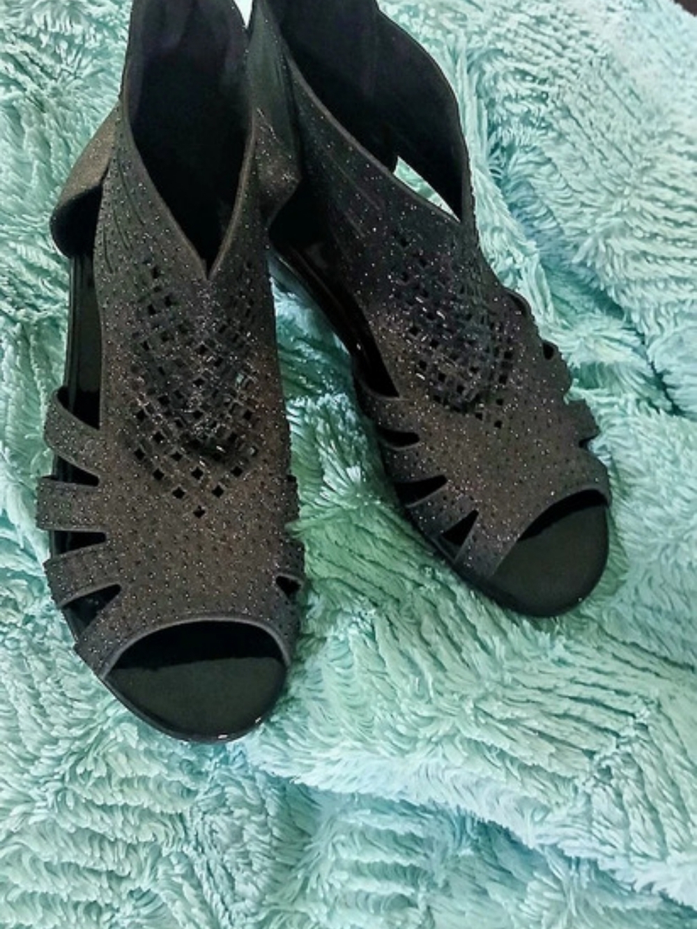 Black Glitter Heels